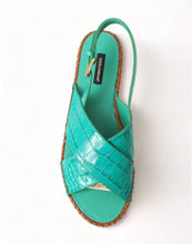 Load image into Gallery viewer, Dolce &amp; Gabbana Elegant Green Espadrille Platform Sandals
