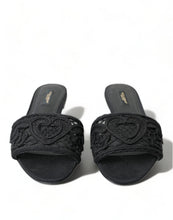 Load image into Gallery viewer, Dolce &amp; Gabbana Elegant Black Heart Embroidery Slide Sandals
