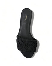 Load image into Gallery viewer, Dolce &amp; Gabbana Elegant Black Heart Embroidery Slide Sandals
