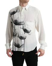 Load image into Gallery viewer, Dolce &amp; Gabbana White Floral Collared Dress Silk Shirt

