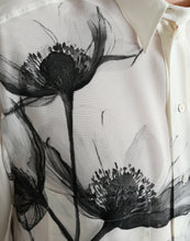Load image into Gallery viewer, Dolce &amp; Gabbana White Floral Collared Dress Silk Shirt
