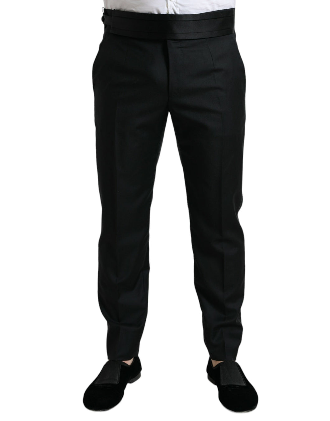 Dolce & Gabbana Black Wool Slim Fit Formal Trouser Dress Pants