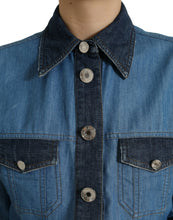 Load image into Gallery viewer, Dolce &amp; Gabbana Blue Collared Denim Pleated A-line Midi Dress
