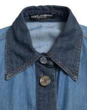Load image into Gallery viewer, Dolce &amp; Gabbana Blue Collared Denim Pleated A-line Midi Dress
