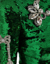 Load image into Gallery viewer, Dolce &amp; Gabbana Green Sequin Swarovski Crystal Dress
