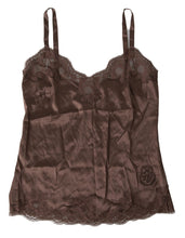 Load image into Gallery viewer, Dolce &amp; Gabbana Brown Logo Silk Sleepwear Camisole Top Underwear
