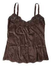 Load image into Gallery viewer, Dolce &amp; Gabbana Brown Logo Silk Sleepwear Camisole Top Underwear
