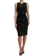 Load image into Gallery viewer, Dolce &amp; Gabbana Black Floral Lace Crystal Sheath Dress
