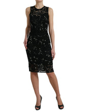 Load image into Gallery viewer, Dolce &amp; Gabbana Black Floral Lace Crystal Sheath Dress
