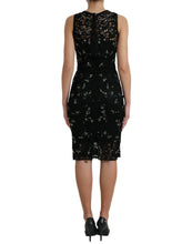 Load image into Gallery viewer, Dolce &amp; Gabbana Black Floral Lace Crystal Sheath Dress
