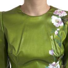 Load image into Gallery viewer, Dolce &amp; Gabbana Green Floral Embellished Sheath Midi Dress
