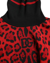 Load image into Gallery viewer, Dolce &amp; Gabbana Red Leopard Print Turtleneck Pullover Sweater
