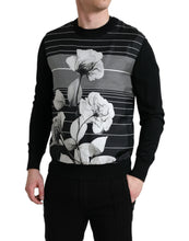 Load image into Gallery viewer, Dolce &amp; Gabbana Black Floral Print Wool Silk Pullover Sweater
