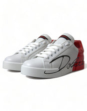 Load image into Gallery viewer, Dolce &amp; Gabbana White Red Lace Up Womens Low Top Sneakers Shoes
