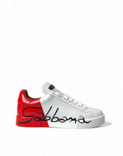 Load image into Gallery viewer, Dolce &amp; Gabbana White Red Lace Up Womens Low Top Sneakers Shoes
