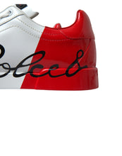 Load image into Gallery viewer, Dolce &amp; Gabbana White Red Lace Up Womens Low Top Sneakers Shoes
