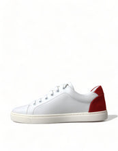 Load image into Gallery viewer, Dolce &amp; Gabbana Chic White Leather Sneakers with Red Accents
