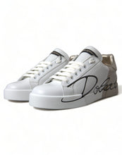 Load image into Gallery viewer, Dolce &amp; Gabbana Elegant White &amp; Gold Leather Sneakers
