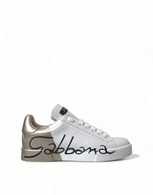 Load image into Gallery viewer, Dolce &amp; Gabbana Elegant White &amp; Gold Leather Sneakers
