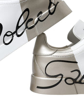 Load image into Gallery viewer, Dolce &amp; Gabbana Elegant White &amp; Gold Leather Sneakers
