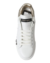 Load image into Gallery viewer, Dolce &amp; Gabbana Elegant White &amp; Gold Leather Sneakers
