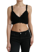 Load image into Gallery viewer, Dolce &amp; Gabbana Black Cotton Bustier Cropped Crochet Tank Top
