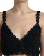 Load image into Gallery viewer, Dolce &amp; Gabbana Black Cotton Bustier Cropped Crochet Tank Top
