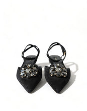 Load image into Gallery viewer, Dolce &amp; Gabbana Suede Crystal Point-Toe Flats Slingbacks
