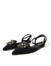 Load image into Gallery viewer, Dolce &amp; Gabbana Suede Crystal Point-Toe Flats Slingbacks
