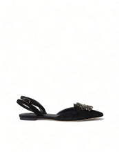 Load image into Gallery viewer, Dolce &amp; Gabbana Suede Crystal Point-Toe Flats Slingbacks
