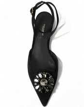 Load image into Gallery viewer, Dolce &amp; Gabbana Suede Crystal Point-Toe Flats Slingbacks
