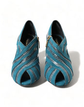 Load image into Gallery viewer, Dolce &amp; Gabbana Teal Suede Peep Toe Heels Pumps
