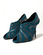 Load image into Gallery viewer, Dolce &amp; Gabbana Teal Suede Peep Toe Heels Pumps
