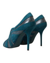 Load image into Gallery viewer, Dolce &amp; Gabbana Teal Suede Peep Toe Heels Pumps
