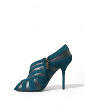 Load image into Gallery viewer, Dolce &amp; Gabbana Teal Suede Peep Toe Heels Pumps
