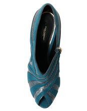 Load image into Gallery viewer, Dolce &amp; Gabbana Teal Suede Peep Toe Heels Pumps
