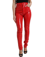 Load image into Gallery viewer, Dolce &amp; Gabbana Shiny Red High Waist Skinny Pants
