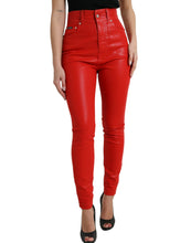 Load image into Gallery viewer, Dolce &amp; Gabbana Red Cotton High Waist Skinny Denim Jeans
