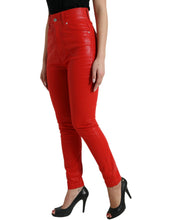 Load image into Gallery viewer, Dolce &amp; Gabbana Red Cotton High Waist Skinny Denim Jeans
