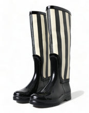 Load image into Gallery viewer, Dolce &amp; Gabbana Black and White Striped Knee High Boots
