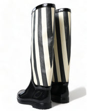 Load image into Gallery viewer, Dolce &amp; Gabbana Black and White Striped Knee High Boots
