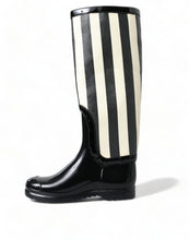 Load image into Gallery viewer, Dolce &amp; Gabbana Black and White Striped Knee High Boots
