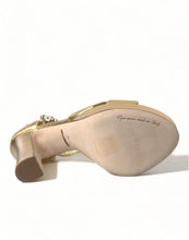 Load image into Gallery viewer, Dolce &amp; Gabbana Gold Crystal-Embellished Leather Sandals
