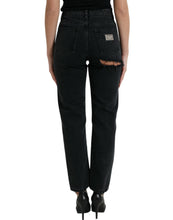 Load image into Gallery viewer, Dolce &amp; Gabbana Black Cotton High Waist Tattered Denim Jeans
