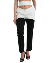 Load image into Gallery viewer, Dolce &amp; Gabbana Black White Cotton Cut Out Waist Tapered Pants
