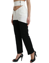 Load image into Gallery viewer, Dolce &amp; Gabbana Black White Cotton Cut Out Waist Tapered Pants
