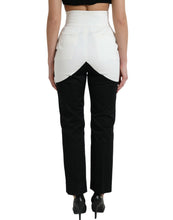 Load image into Gallery viewer, Dolce &amp; Gabbana Black White Cotton Cut Out Waist Tapered Pants
