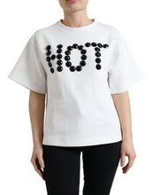 Load image into Gallery viewer, Dolce &amp; Gabbana T-shirt White Cotton Stretch Black HOT Crystal
