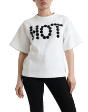 Load image into Gallery viewer, Dolce &amp; Gabbana T-shirt White Cotton Stretch Black HOT Crystal
