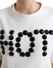 Load image into Gallery viewer, Dolce &amp; Gabbana T-shirt White Cotton Stretch Black HOT Crystal
